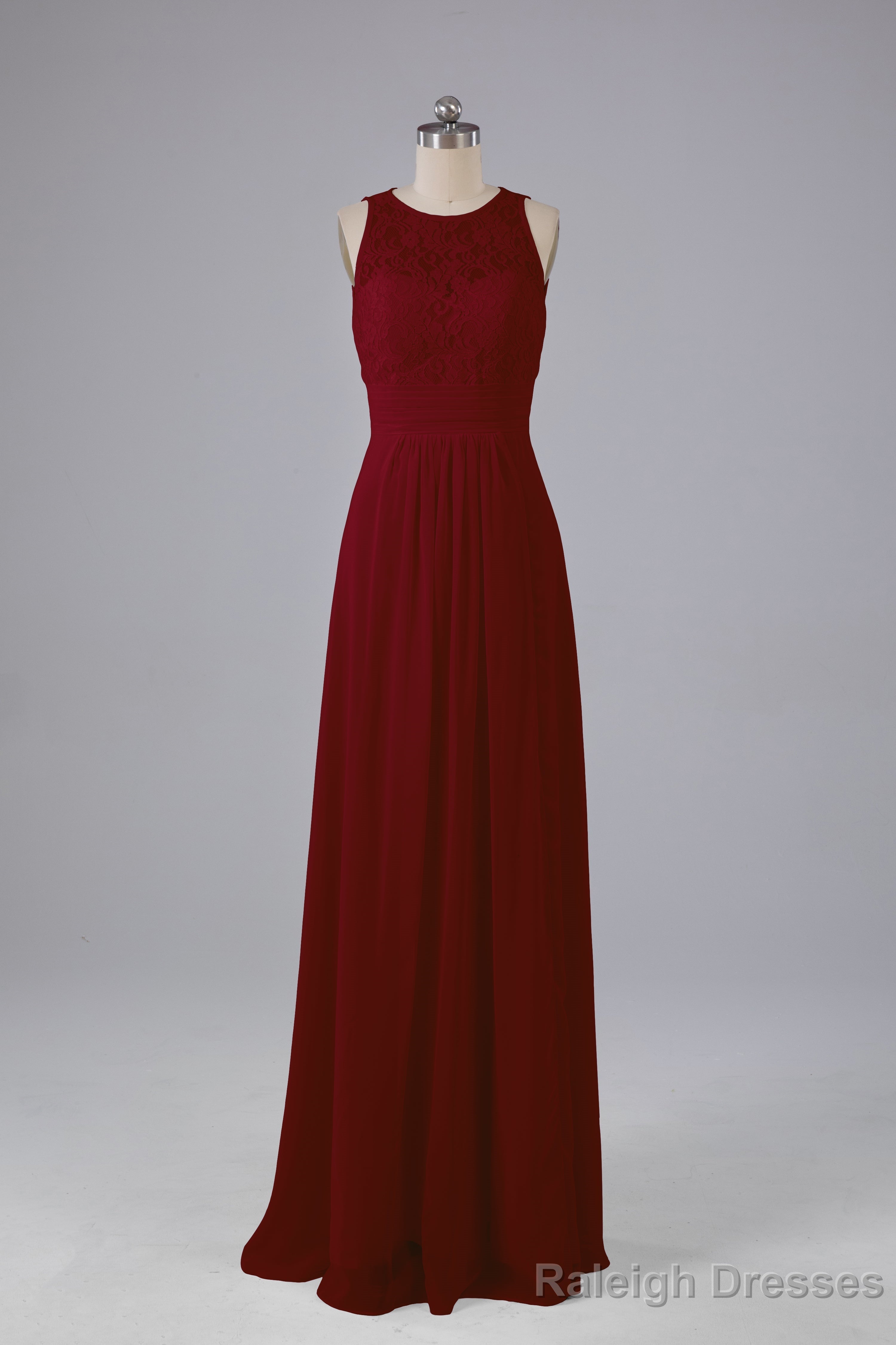 A Line Keyhole Floor Length Bridesmaid Dress