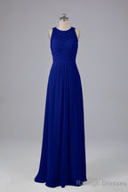 A Line Keyhole Floor Length Bridesmaid Dresses