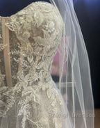 A-Line Sweetheart Neckline Tulle Wedding Dress With Appliques
