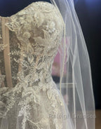 A Line Sweetheart Neckline Tulle Wedding Dresses With Appliques