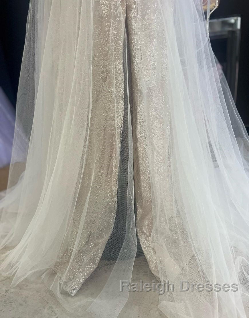 A Line Sweetheart Neckline Tulle Wedding Dresses With Appliques