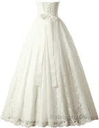 A Line Sweetheart Floor Length Lace Wedding Dress