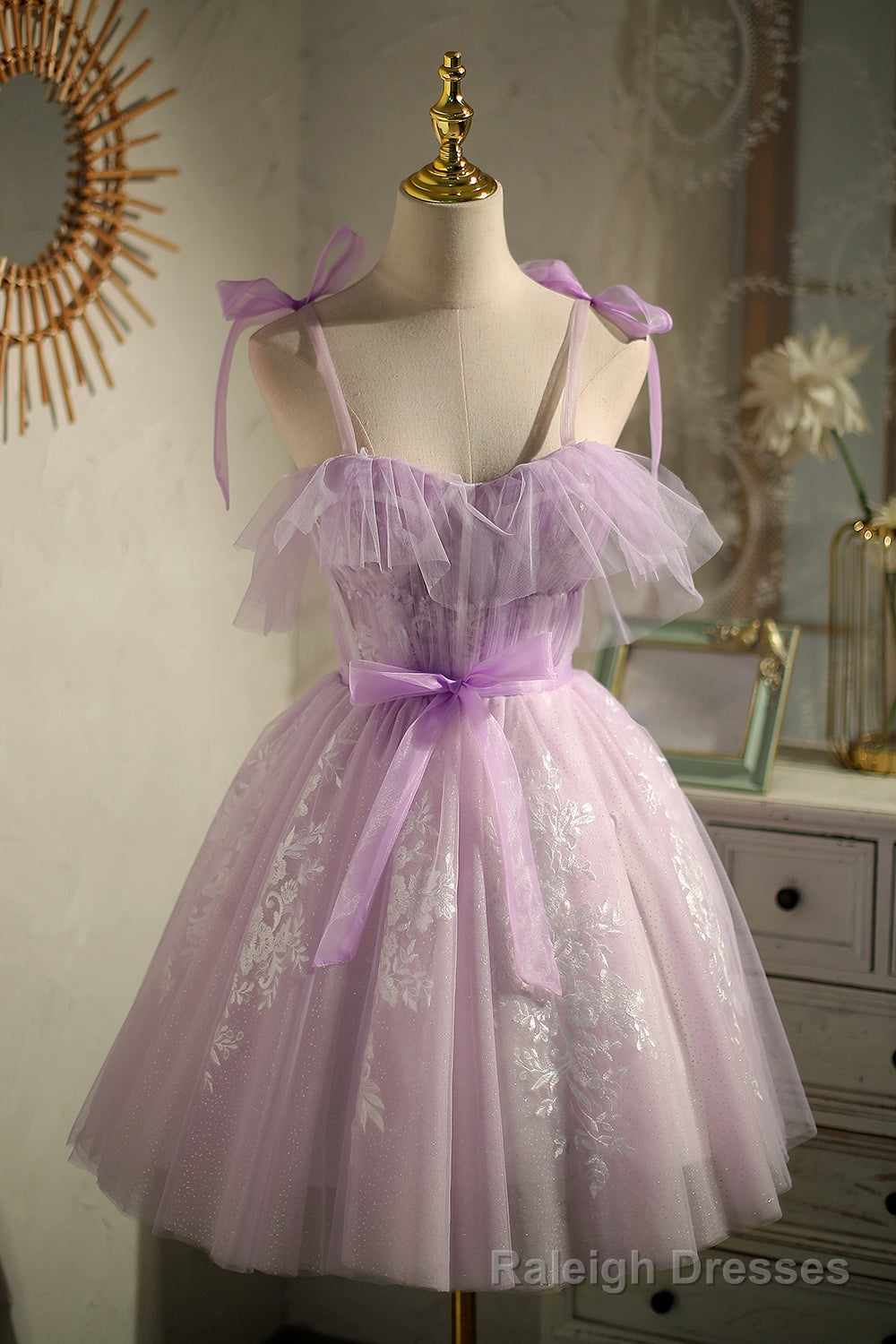 Cute Purple Sleeveless Lace Up Princess Short Homecoming Dresses Main image