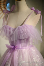 Cute Purple Sleeveless Lace Up Princess Short Homecoming Dresses