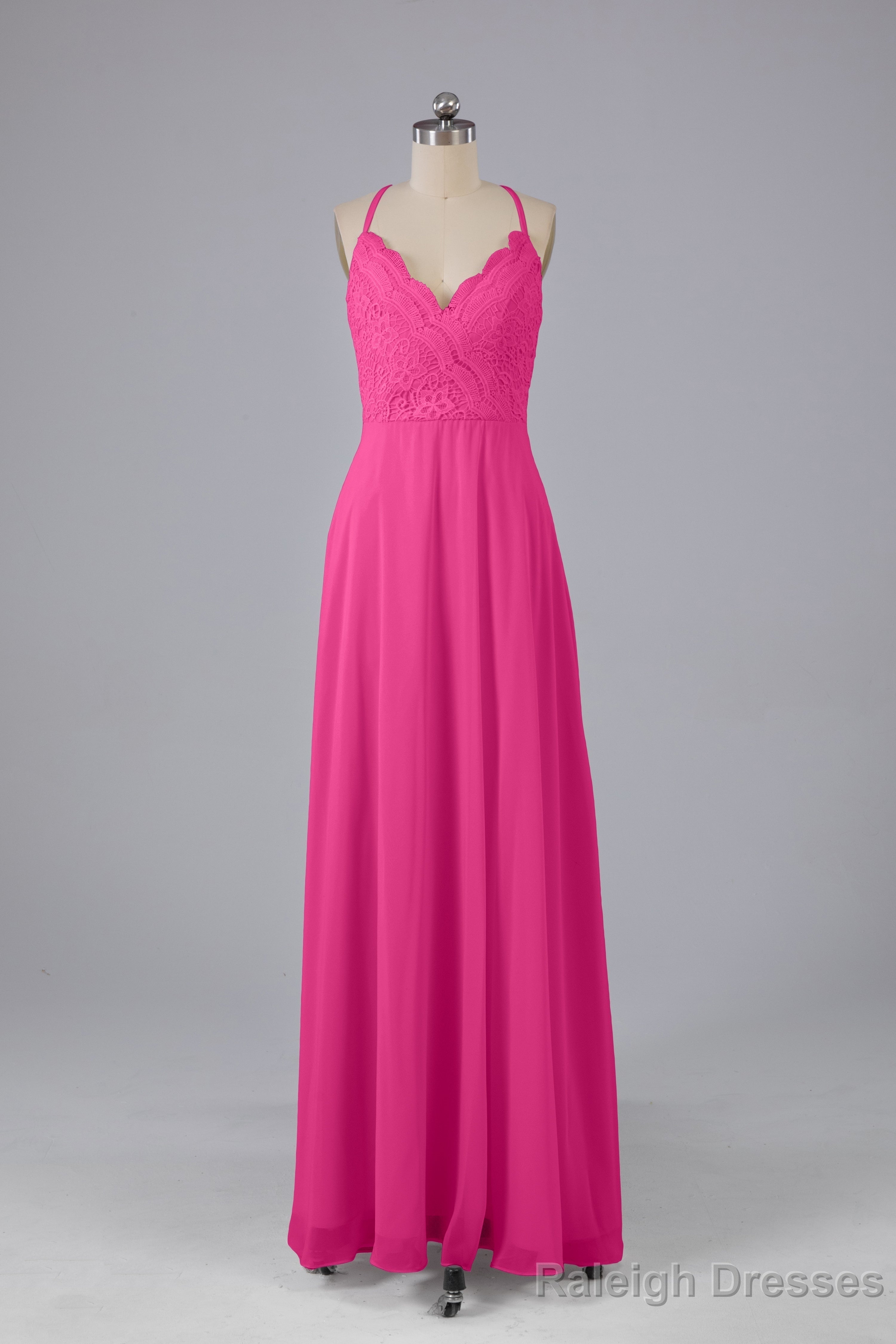 Backless Spaghetti Straps Lace Bridesmaid Dresses