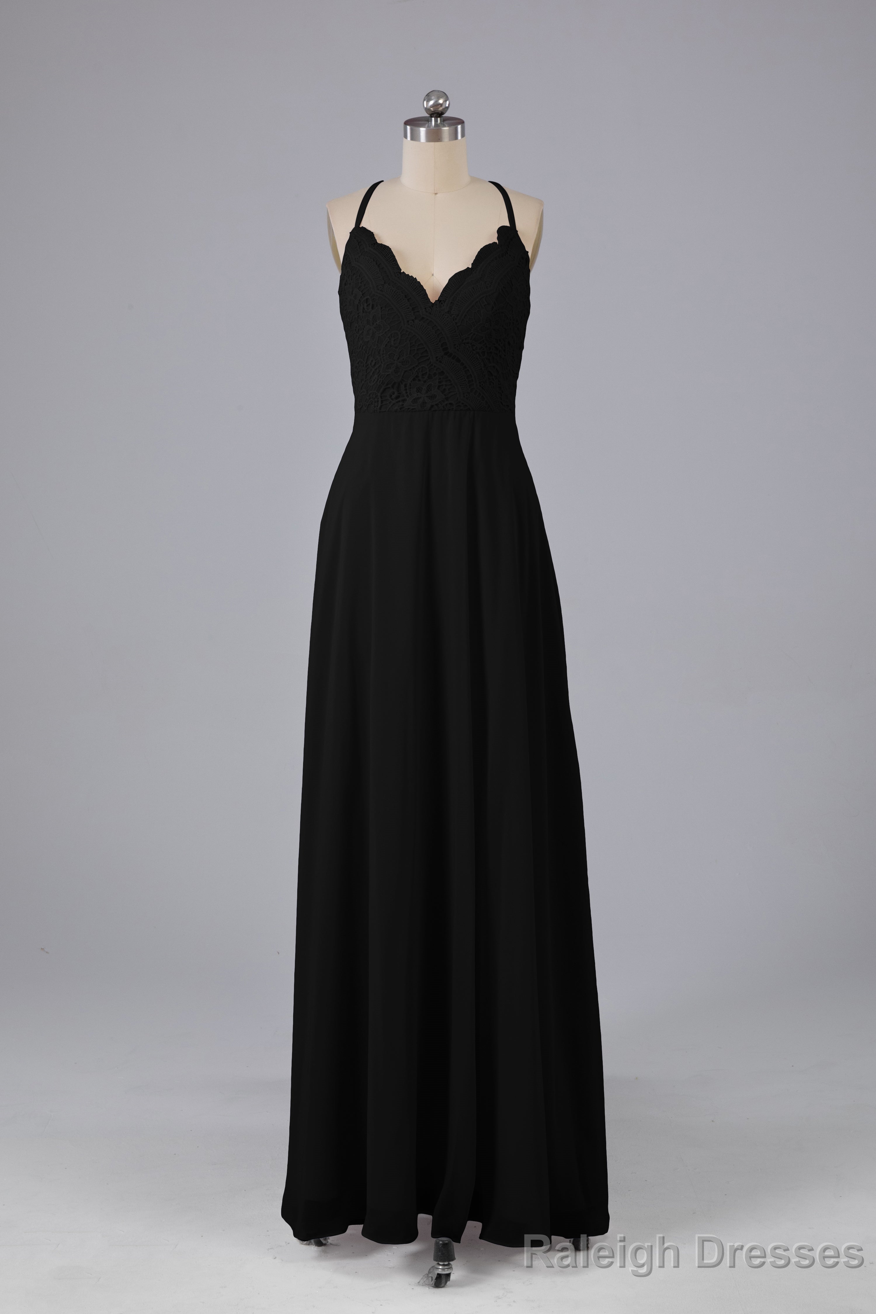 Backless Spaghetti Straps Lace Bridesmaid Dresses