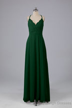 Backless Spaghetti Straps Lace Bridesmaid Dress