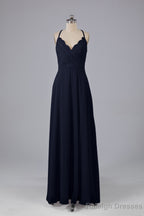 Backless Spaghetti Straps Lace Bridesmaid Dresses