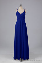 Backless Spaghetti Straps Lace Bridesmaid Dresses