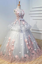 Gorgeous Ball Gown Sleeveless Appliques Long Prom Dresses Quinceanera Dress