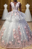 Gorgeous Ball Gown Sleeveless Appliques Long Prom Dresses Quinceanera Dress
