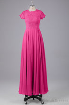 Beautiful A-Line Cap Sleeves Long Bridesmaid Dresses With Pockets