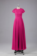 Beautiful A Line Cap Sleeves Long Bridesmaid Dress With Pockets