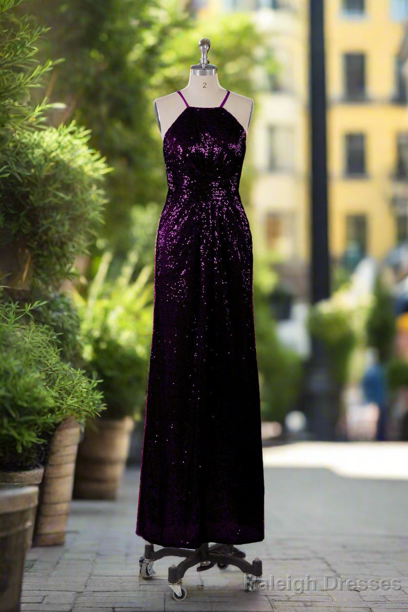 Beautiful Sequins Halter Hourglass Bridesmaid Dress