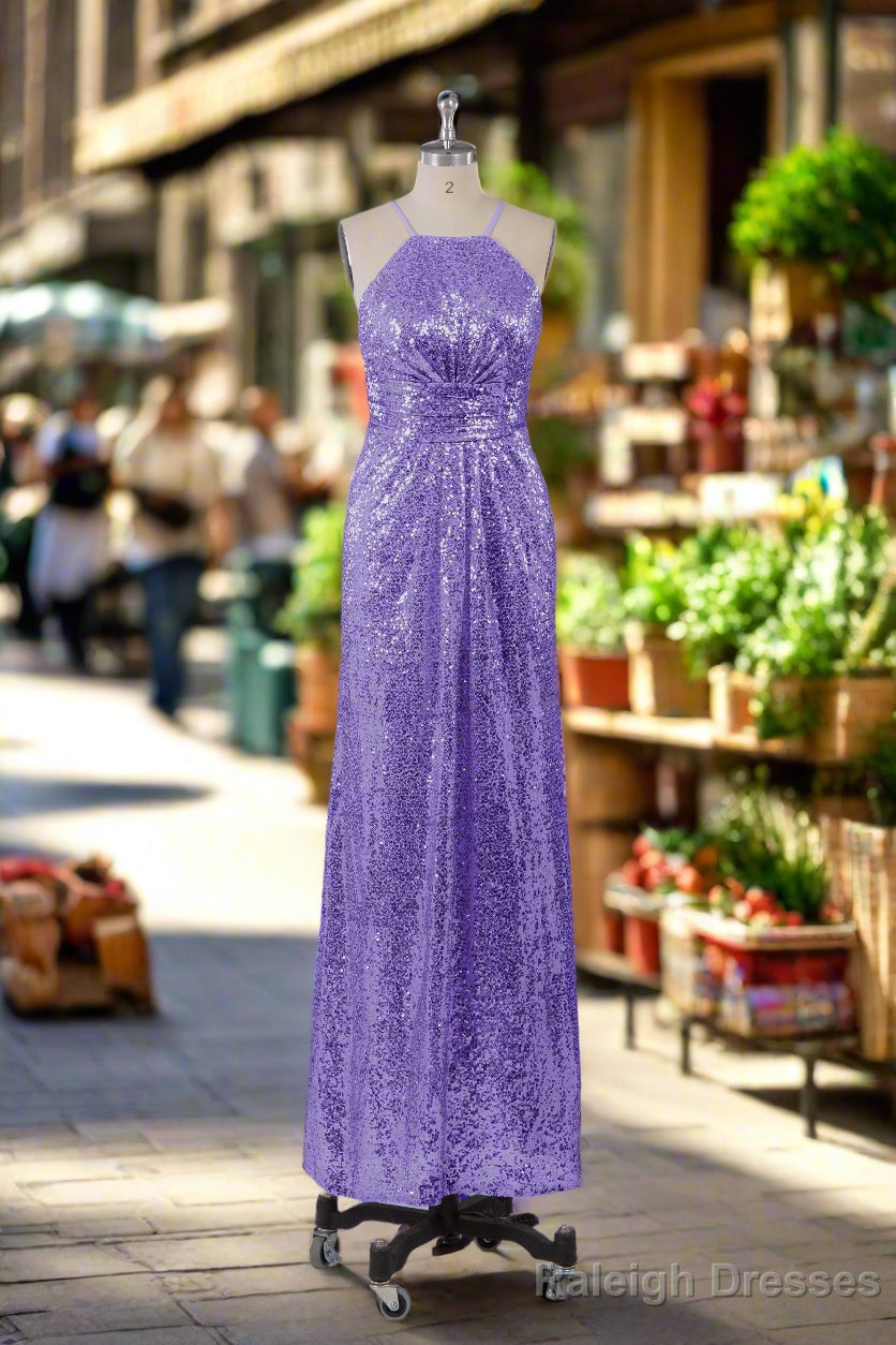 Beautiful Sequins Halter Hourglass Bridesmaid Dress