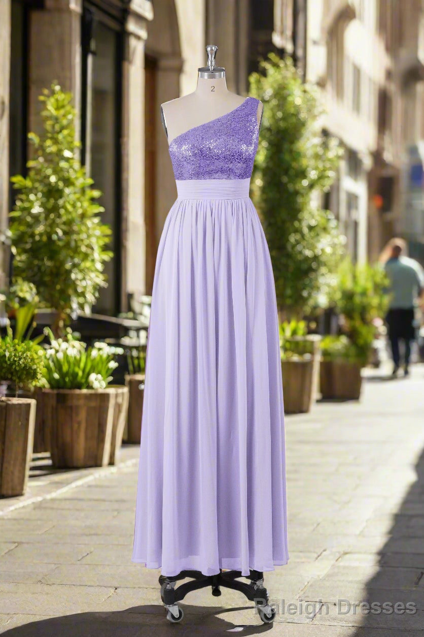 Beautiful Sequins One Shoulder Bridesmaid Dress with Pockets