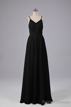 Beautiful Spaghetti Straps Backless Long Bridesmaid Dresses
