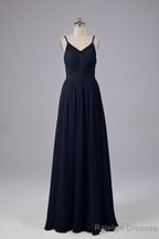 Beautiful Spaghetti Straps Backless Long Bridesmaid Dresses