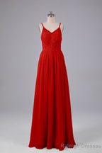 Beautiful Spaghetti Straps Backless Long Bridesmaid Dresses