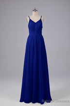 Beautiful Spaghetti Straps Backless Long Bridesmaid Dresses