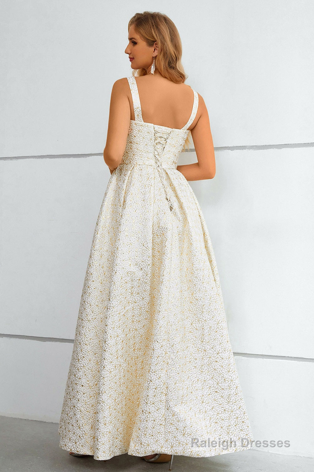 Ivory Lace-Up Back A Line Prom Dress Secondary image