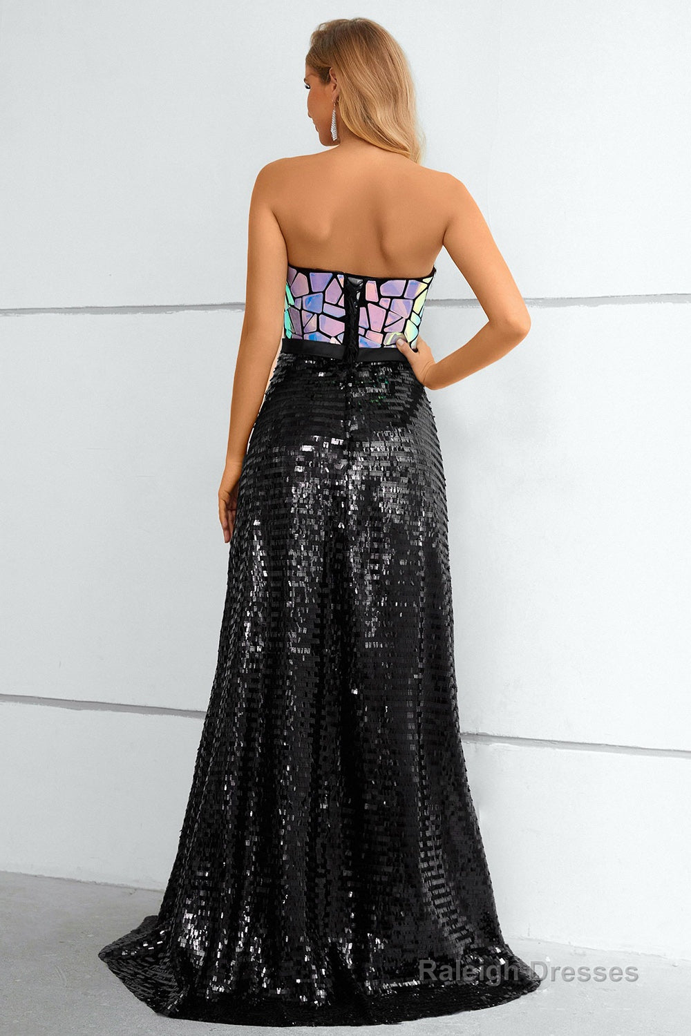 Black Sequined Strapless Prom Dress Secondary image