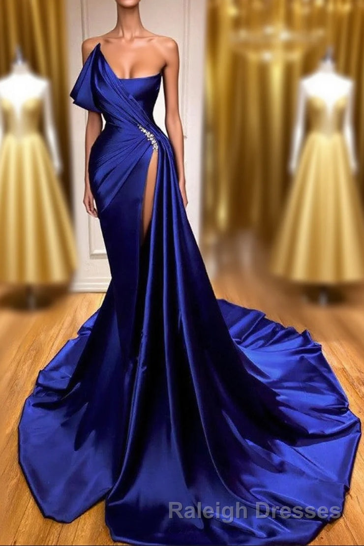 Designer Royal Blue Long Mermaid Prom Dresses With Split On Sale Main image
