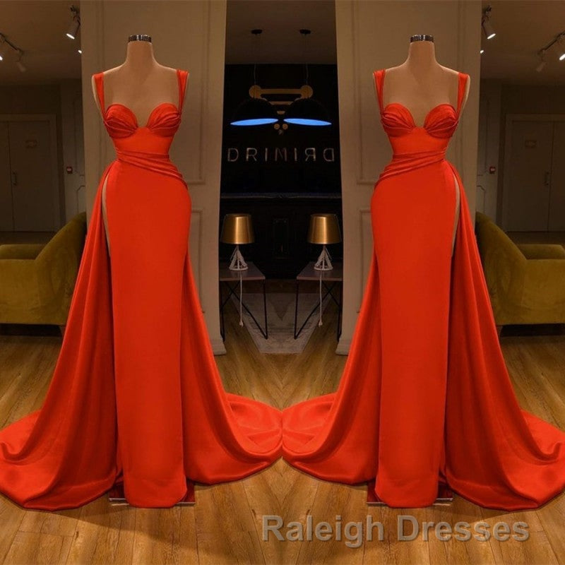 Beautiful Red Starps Sweetheart Long Prom Dress With Split Secondary image