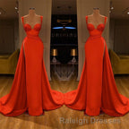 Beautiful Red Starps Sweetheart Long Prom Dress With Split