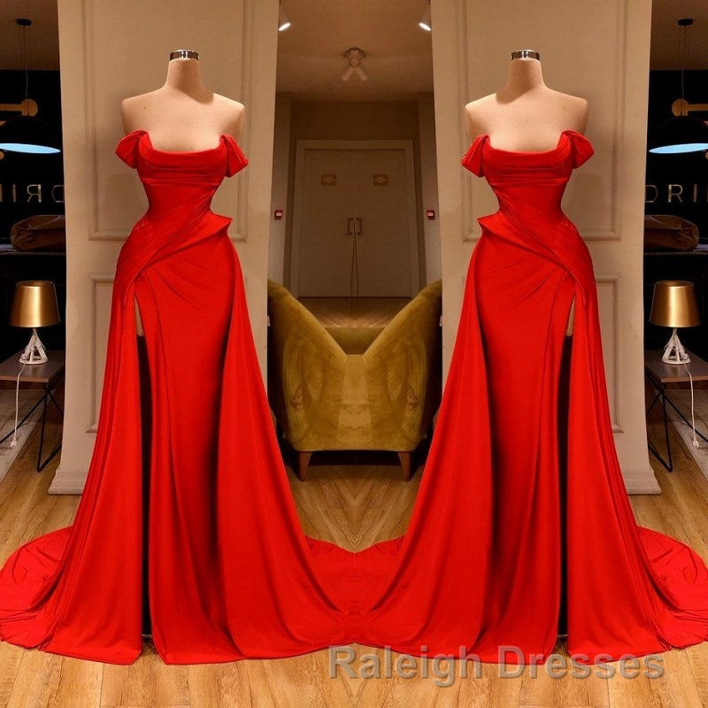 Sexy Red Off-the-Shoulder Long Prom Dress With Split Online