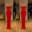 Spaghetti starp Front-ruffle Orange Sheath Prom Dresses