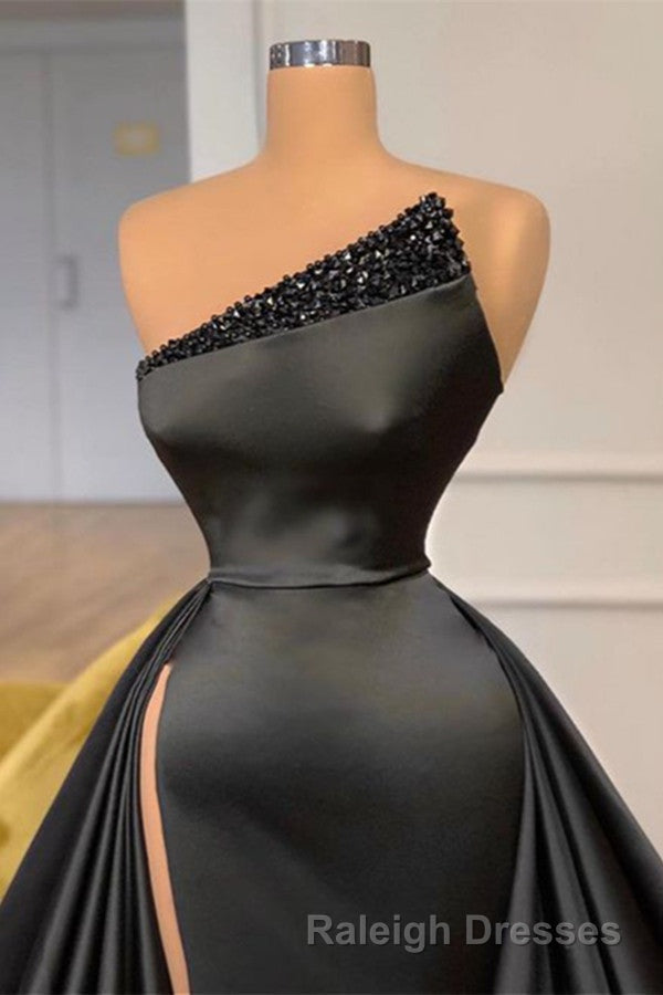 Sexy Black Beadings Prom Dress Long With Split On Sale Secondary image