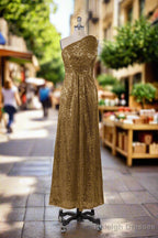 Charming One Shoulder Sequins Floor Length Bridesmaid Dresses