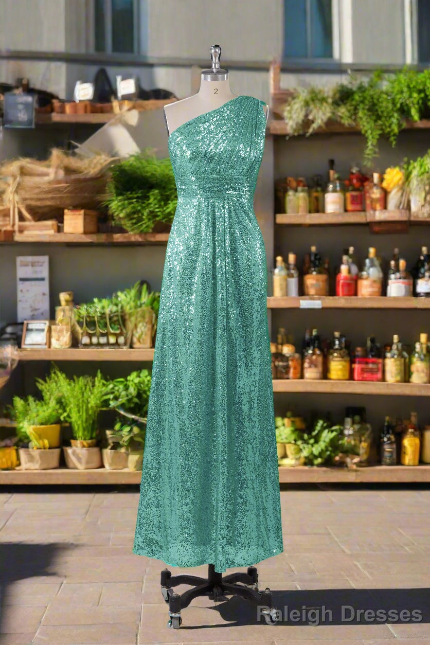 Charming One Shoulder Sequins Floor Length Bridesmaid Dress