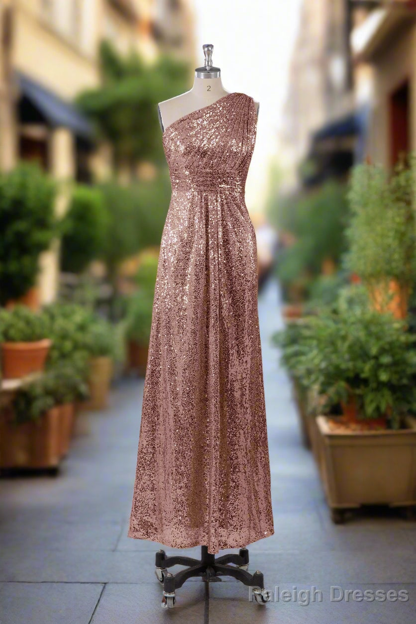 Charming One Shoulder Sequins Floor Length Bridesmaid Dresses