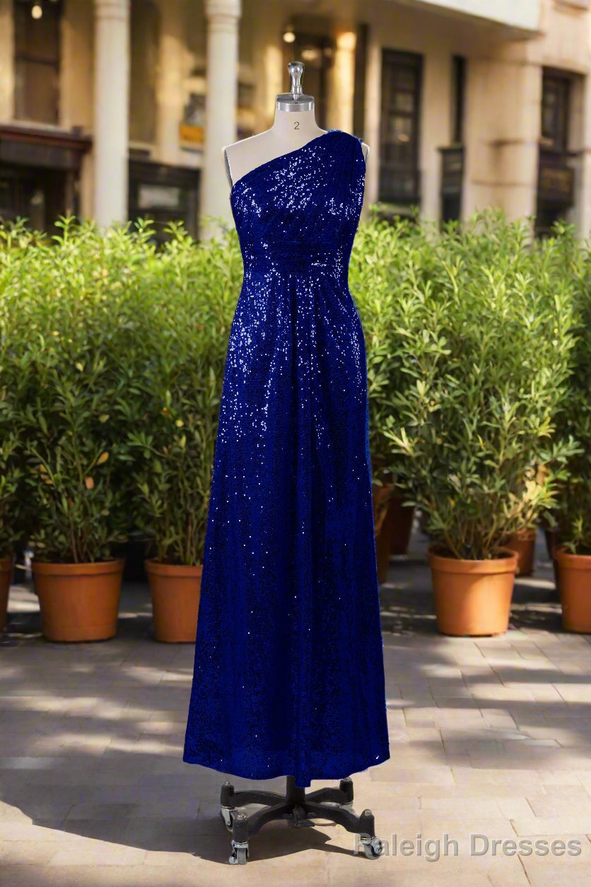 Charming One Shoulder Sequins Floor Length Bridesmaid Dress