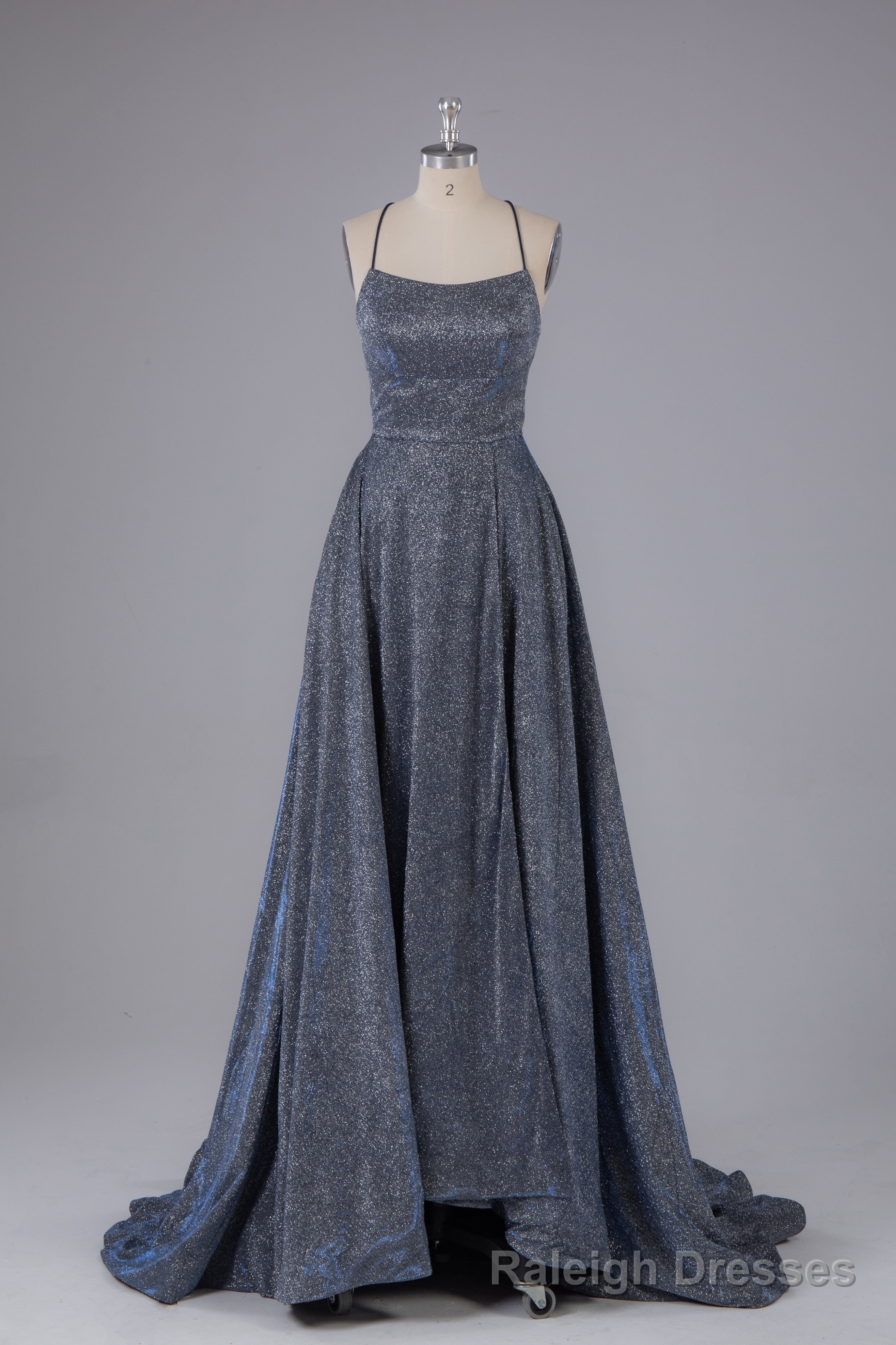 Charming Spaghetti Straps Open Back Sweep Train Prom Dress Main image