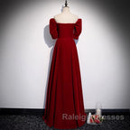 Classic Off Shoulder Long Maroon Prom Dresses