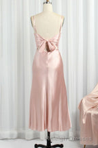 Classic Pink Spaghetti Straps Midi Party Dresss