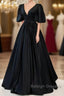 Classy Black Prom Dress Formal Dress with Bubble Sleeves