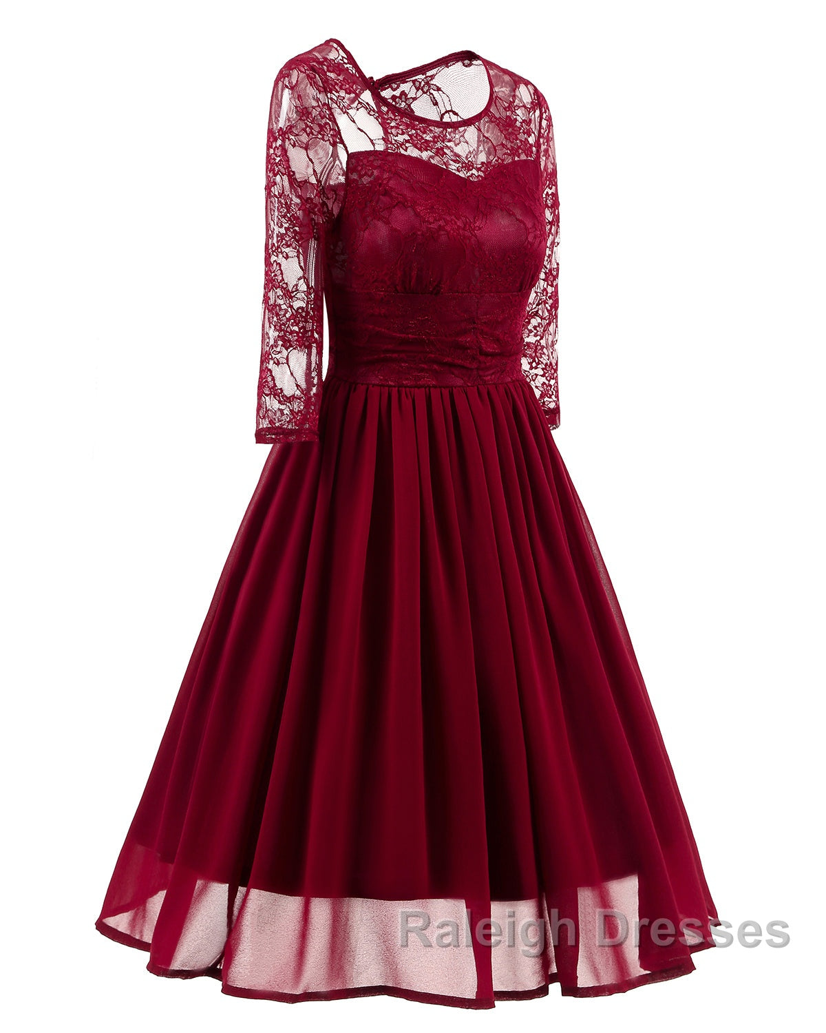Classy Short Vintage Maroon Prom Dress with Sleeves Secondary image