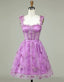 Cute Purple A Line Lace Up Tulle Homecoming Dress With Appliques