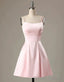 Cute Short Pink Prom Dress With Pocket Short Pink Formal Graduation Cocktail Dress, Pink Cocktail Dress