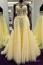 Cute Sweetheart Lace Appliques Tulle Long Prom Dress