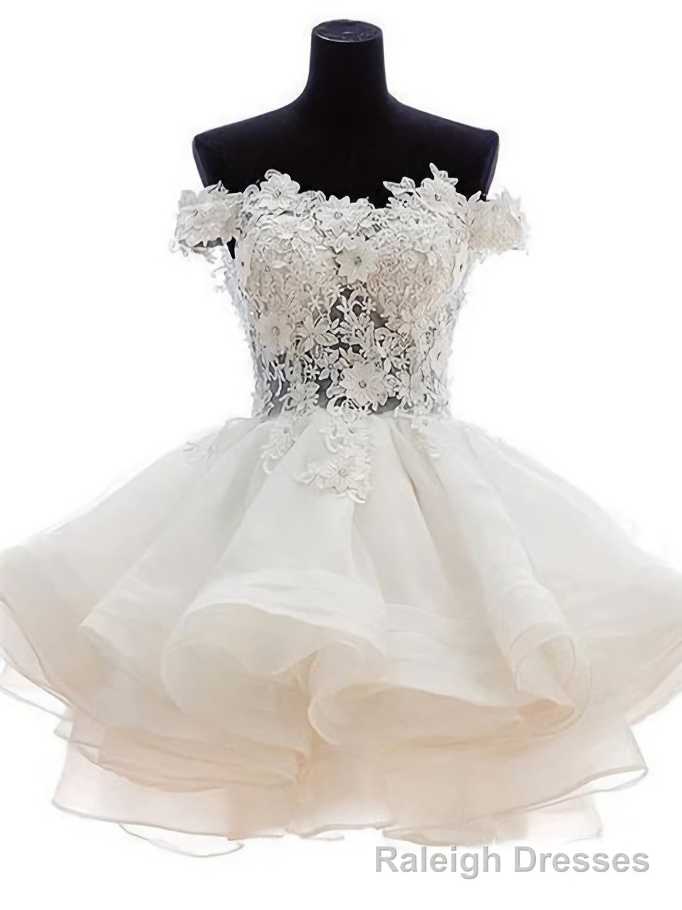 Cute Off The Shoulder Homecoming Dresses, Ivory Lace Beaded Homecoming Dresses