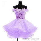 Cute Off The Shoulder Homecoming Dresses, Ivory Lace Beaded Homecoming Dresses