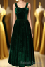 Straps Dark Green Velvet Dress
