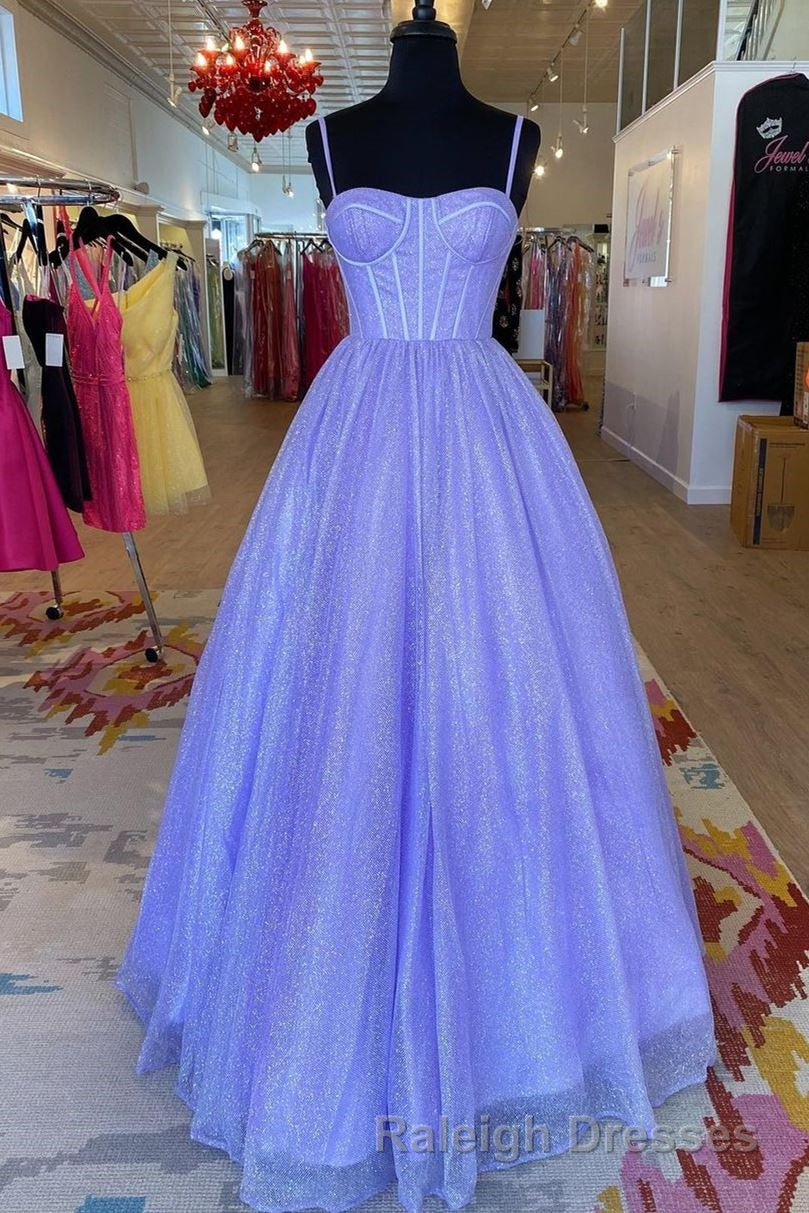 Princess Light Blue A Line Straps Long Prom Gown