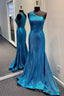 Elegant Mermaid Blue One Shoulder Long Formal Dress