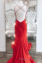 Mermaid Black Long Prom Dress with Cross Back